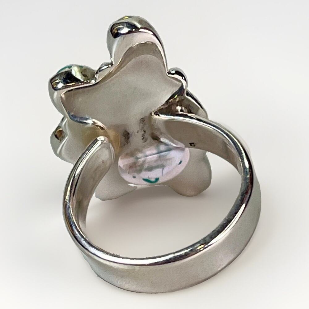 Balloon Opal Wild Horse Turquoise Sterling Cluster Ring Adjust Southwestern 925 - Picture 8 of 15
